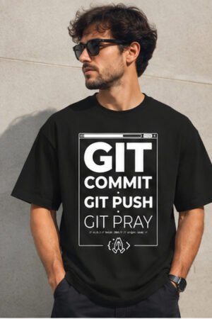 Git Pray Oversized Classic T-Shirt Dark